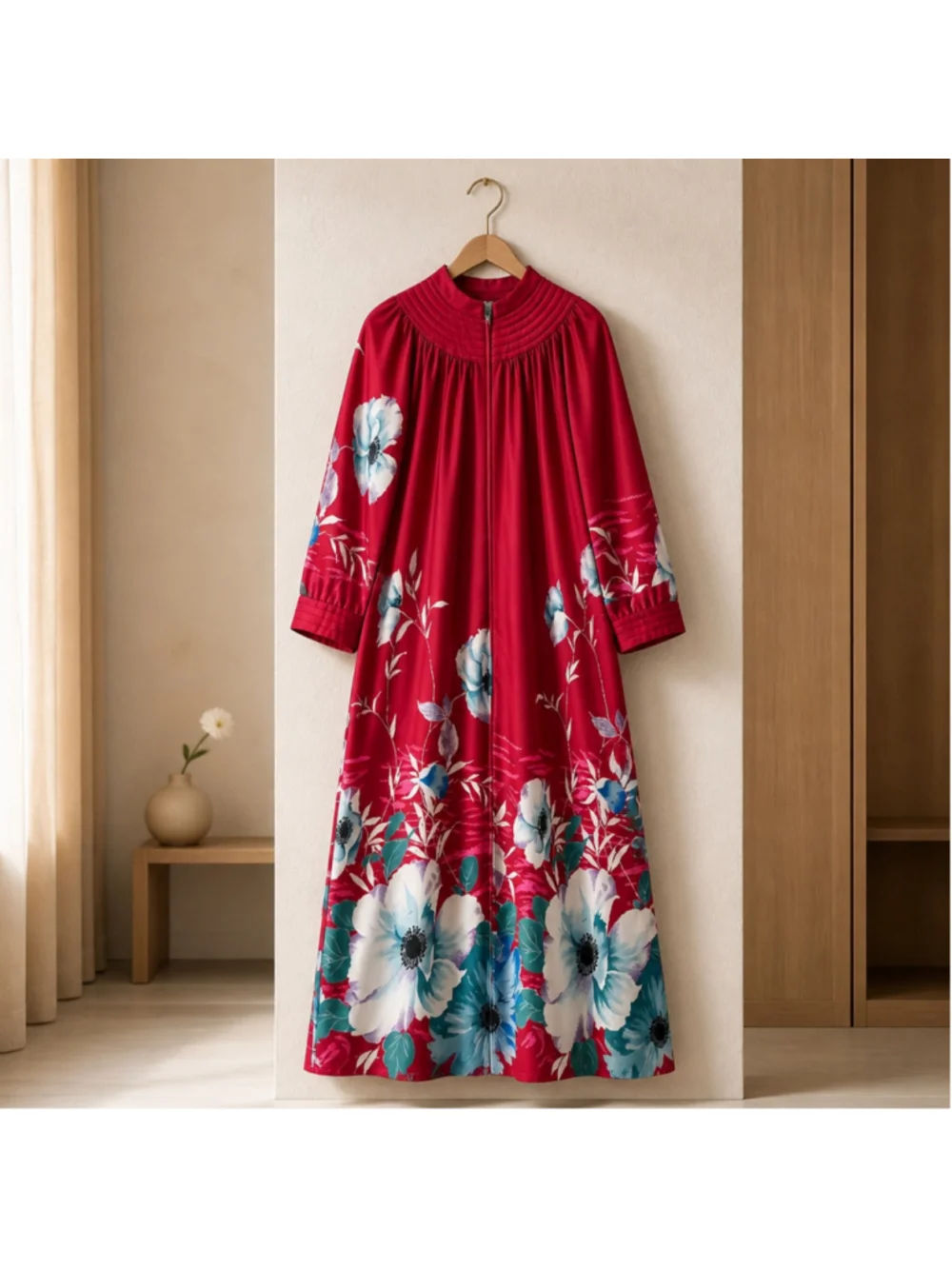 Rare Vintage JCPenney Magenta Floral Kaftan Loungewear Robe Small GrandmaCore